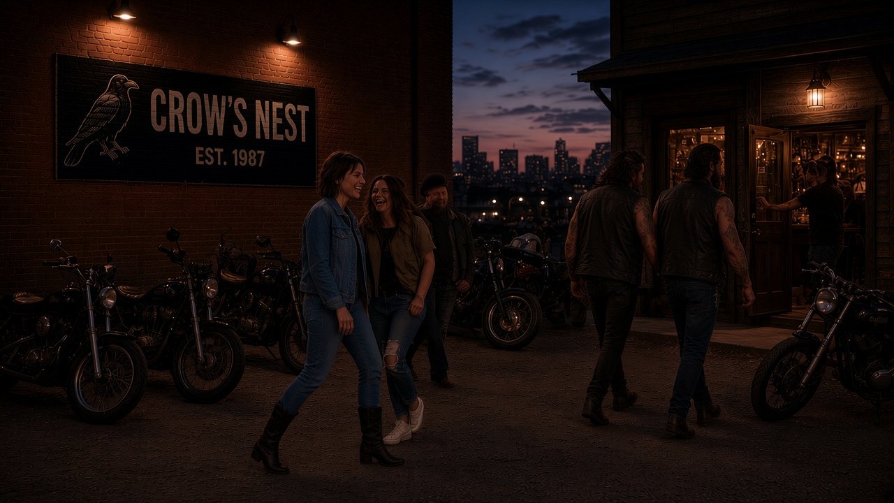 Bikers in the Crow's Nest lot
