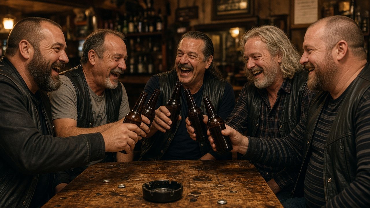 Regulars raising a toast at the Crow's Nest bar